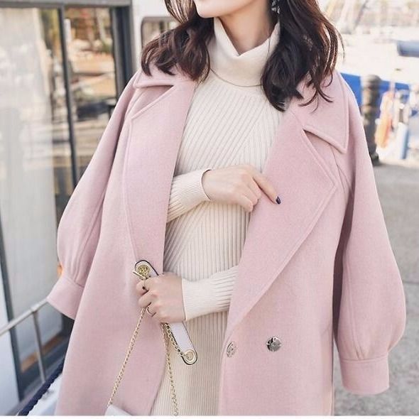 Autumn And Winter Woolen Coat Women's Korean-style Thickened Cinched