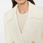 Lapel Double Breasted Elegant Mid-length Women's White Coat Elegant Overcoat